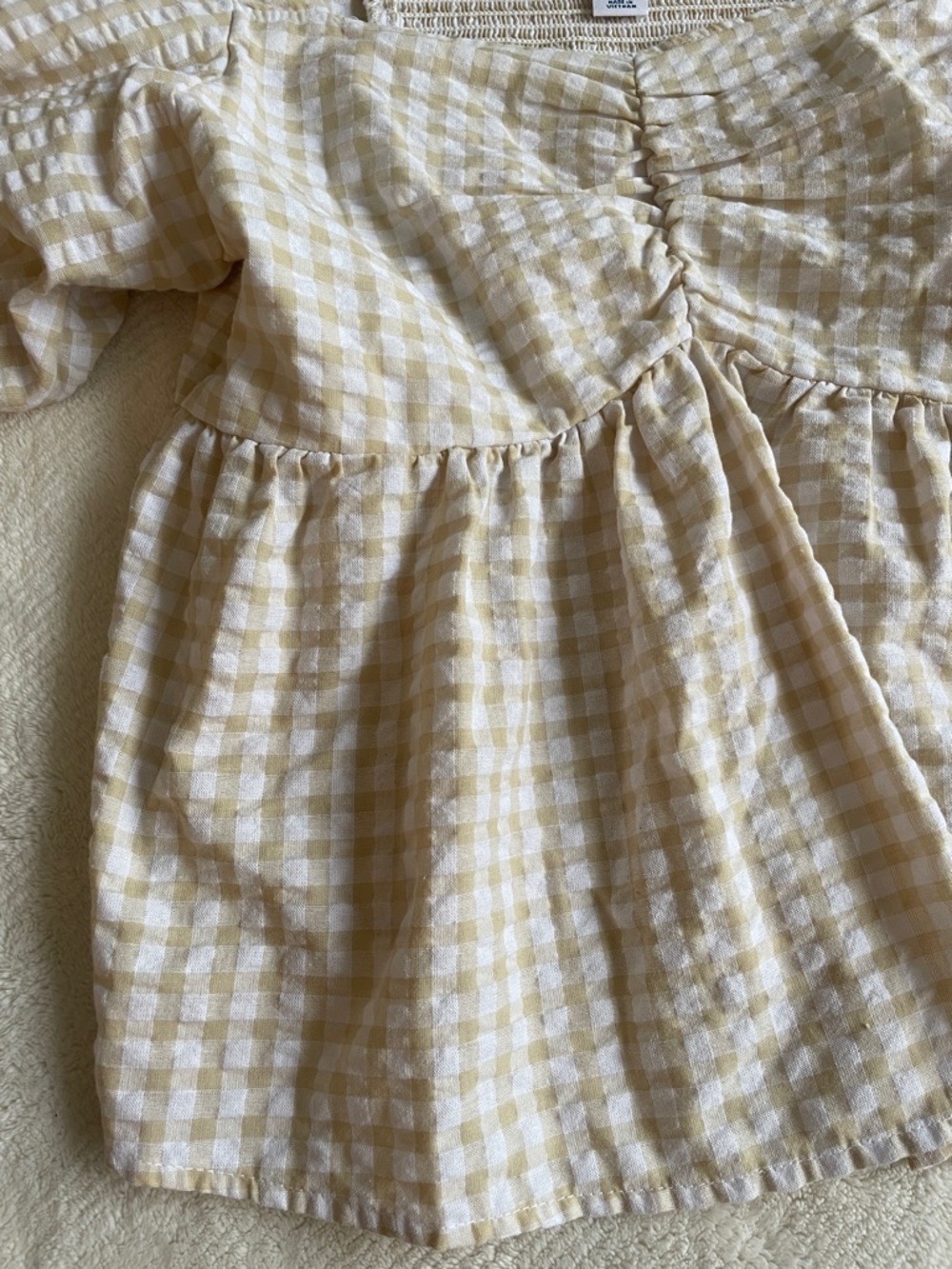 Old Navy Yellow Gingham Puff Sleeve Square Neck Top - Picture 4 of 7